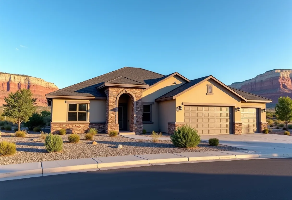 A Grand Junction, CO home with a new architectural shingle roof against the red-rock mesas